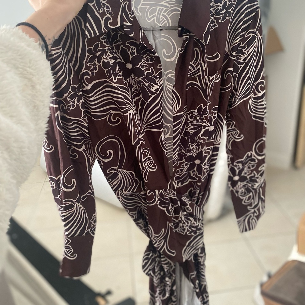 Floral Wrap Dress with Long Sleeves